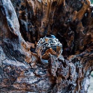 R19007-Gemstone Ring Bali Granulation Design