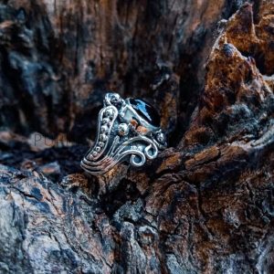 R19007-Gemstone Ring Bali Granulation Design