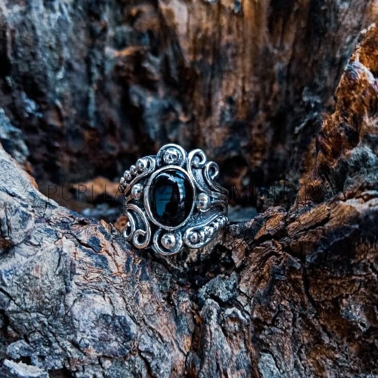R19007-Gemstone Ring Bali Granulation Design