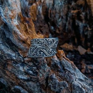 R19009-Fancy Band Ring Bali Granulation Design