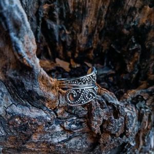 R19009-Fancy Band Ring Bali Granulation Design