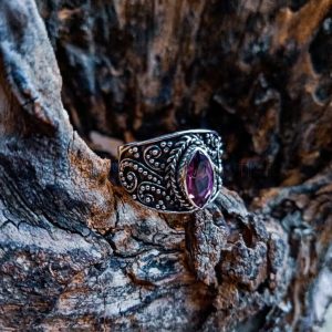 R19011-Gemstone Marquise Ring Wire And Granulation Design