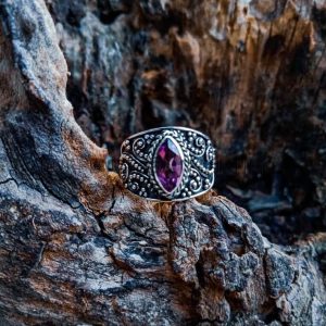 R19011-Gemstone Marquise Ring Wire And Granulation Design