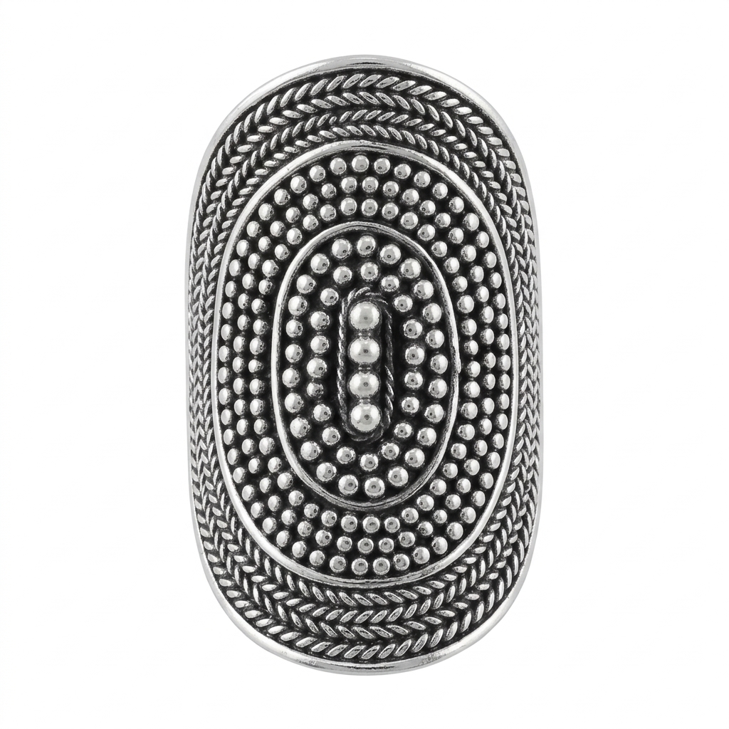 RUK-001-Sterling Silver Balinese Granulation Statement Ring