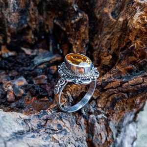 SR004-Citrine Ring Handmade Bali Ornate Design