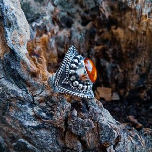 SR006-Amber Ring Handmade Bali Design