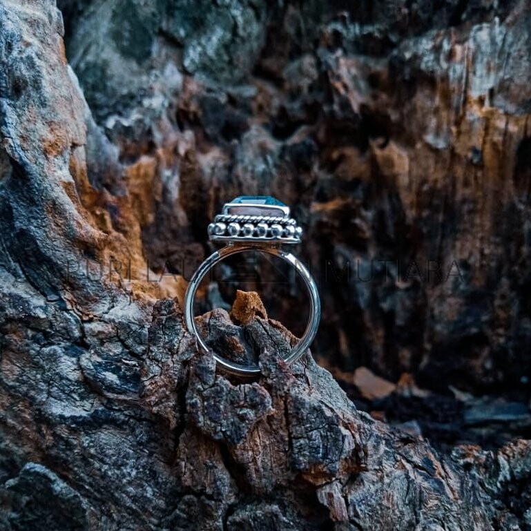 SR009-Sky Blue Topaz Ring Handmade Bali Design