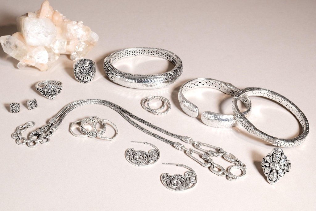 Current image: Collection of handcrafted silver jewelry from Bali